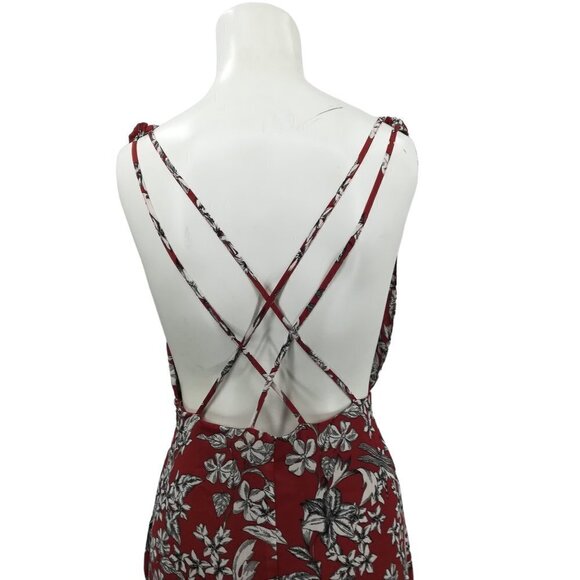 Lulus More Flower To Ya Rust Deep V Neck Open Spaghetti Strap Back Maxi Dress S - Picture 9 of 11